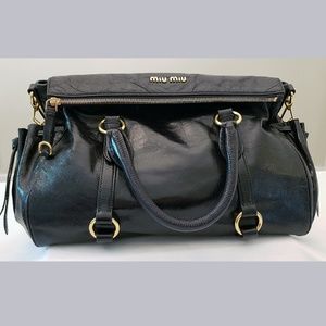 MIU MIU Large Vitello Shine Bauletto Bag Black